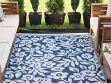 Blue and White Floral area Rugs Bozart Floral Navy/white Indoor / Outdoor area Rug