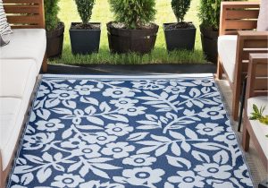 Blue and White Floral area Rugs Bozart Floral Navy/white Indoor / Outdoor area Rug