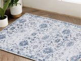 Blue and White Floral area Rugs Vintage Persian Floral Navy Blue area Rug â Jinchan Rugs