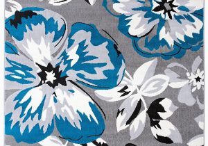 Blue and White Floral Rug Gray Grey Teal Blue White Floral area Rugs – Modern Rugs and