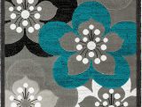 Blue and White Floral Rug Rugs and Decor Newport Collection Style 81 Teal Black Grey White Modern Floral area Rugs 5 1 X 7 2
