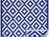 Blue and White Indoor Outdoor Rug Fh Home Indoor Outdoor Recycled Plastic Floor Mat Rug Reversible Weather & Uv Resistant Aztec Blue & White 6 Ft X 9 Ft