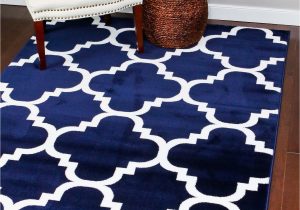 Blue and White Moroccan Rug 4518 Navy Blue