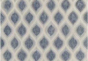 Blue and White Patterned Rug Clara Collection Hand Tufted area Rug In Blue Grey & White