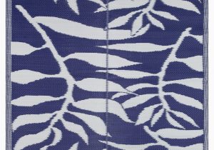 Blue and White Patterned Rug Lightweight Indoor Outdoor Reversible Plastic area Rug Leaf Pattern Blue & White – Beverly Rug