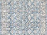 Blue and White Persian Rug Silver ash Gray Ivory Light Blue Faded oriental Distressed