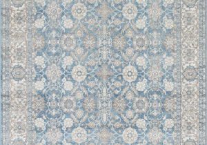 Blue and White Persian Rug Silver ash Gray Ivory Light Blue Faded oriental Distressed