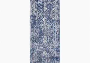 Blue and White Rug Runner Chania Navy Blue Distressed Runner Rug