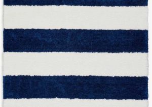 Blue and White Striped Rug 8×10 Chicago Striped Handmade Shag White Navy Blue area Rug
