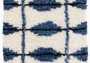 Blue and White Wool Rug Noma Indigo Woven Wool Rug