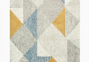 Blue and Yellow Throw Rugs Griffin Geometric Handmade Tufted Wool Blue Gray Yellow area Rug