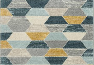 Blue and Yellow Throw Rugs Mystic Modern Vintage Geometric Blue Gray area Rug
