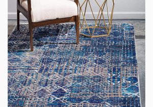 Blue area Rugs 3×5 Heibinnavy Blue Geometric Distressed area Rugs 3×5 Texture Faux Wool Modern Abstract Throw Rug Fuzzy Kitchen Rug Bathroom Entryway Carpet Rubber …
