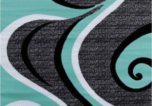 Blue Black and Grey Rug Turquoise Swirls 5×7 area Rug Modern Contemporary Abstract