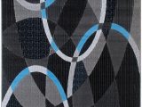 Blue Black Gray area Rug Blue Grey Silver Black Abstract Contemporary Modern Design