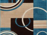 Blue Brown Circle area Rug Echo Shapes and Circles Blue and Brown Modern Geometric
