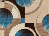 Blue Brown Circle area Rug Well Woven Blue Yolo Modern Abstract Geometric 3 11" X 5 3" area Rug