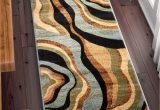 Blue Brown Rug Contemporary Hudson Waves Blue Brown Geometric Modern Casual area Rug