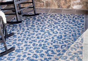 Blue Cheetah Print Rug Unique Loom Outdoor Safari Collection Leopard Animal Print Transitional Indoor and Outdoor Flatweave Blue area Rug 8 0 X 11 4