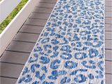 Blue Cheetah Print Rug Unique Loom Outdoor Safari Collection Leopard Animal Print Transitional Indoor and Outdoor Flatweave Blue Runner Rug 2 0 X 6 0