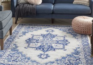 Blue Farmhouse area Rug Nourison Whimsicle Persian Farmhouse Ivory Blue 5′ X 7′ area Rug, (5′ X 7′)