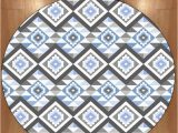Blue Gray Bath Rug Us $44 99 Else Blue Gray Ethnic Geometric Bohemian Aztec nordec 3d Print Anti Slip Back Round Carpets area Rug for Living Rooms Bathroom Carpet