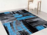 Blue Gray Black Rug Handcraft Rugs – Blue/gray/silver/black/abstract Contemporary Modern Brush Design Mixed Colors area Rug