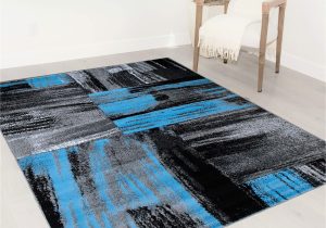 Blue Gray Black Rug Handcraft Rugs – Blue/gray/silver/black/abstract Contemporary Modern Brush Design Mixed Colors area Rug