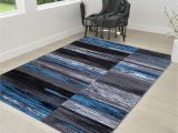 Blue Gray Black Rug Handcraft Rugs-blue/grey/silver/black/abstract area Rug Modern Contemporary Divers Shades/colors Design Pattern