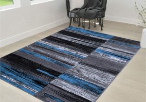 Blue Gray Black Rug Handcraft Rugs-blue/grey/silver/black/abstract area Rug Modern Contemporary Divers Shades/colors Design Pattern