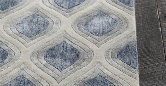 Blue Gray White area Rugs Clara Collection Hand Tufted area Rug In Blue Grey & White