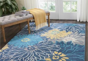 Blue Grey and Yellow Rug Floral Blue Grey Yellow soft area Rug