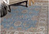 Blue Hand Knotted Wool Rug Amadeo Persian Traditional Floral Blue Hand Knotted Wool Rug 10 X 10