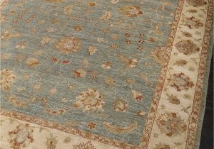 Blue Hand Knotted Wool Rug Sultanabad Persian Style Sea Blue Hand Knotted Wool Rug