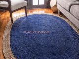 Blue Jute Rug Round 4 X 6 Feet Hand Braided Navy Blue Jute Rag Rugs Living