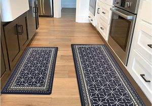 Blue Kitchen Rug Set Set Of 2 Kitchen Rug Set, Non-slip Washable Kitchen Runner with Waterproof Pvc, Rug Runner Kitchen Mat for Kitchen, Hallway, Bedroom, Living Room, …