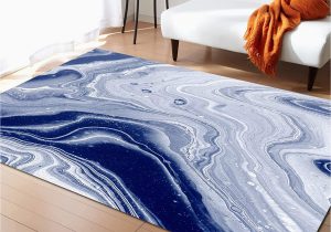 Blue Marble area Rug Navy Blue Marble Texture area Rug for Bedroom Living Room- Abstract Marble Ink Texture Contemporary Floor Carpet Comfy Runner Rug Nursery Playmats …