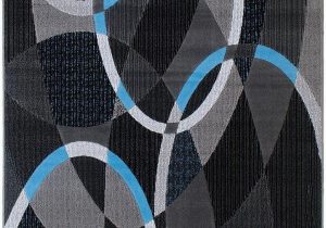 Blue Pattern area Rug Blue Grey Silver Black Abstract Contemporary Modern Design