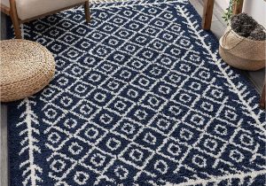 Blue Pattern area Rug Well Woven Allie Blue Moroccan Shag Diamond Trellis Pattern area Rug 5×7 5 3" X 7 3"