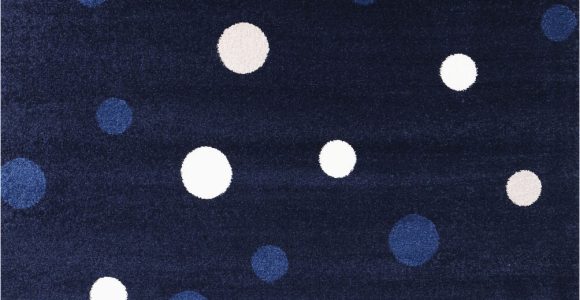 Blue Polka Dot Rug Children’s Rug Peas Pattern Rug Short-haired Awakening Color Blue White Beige Maya2132_blau