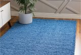 Blue Shaggy area Rug 8 X 10 solid Shag Rug