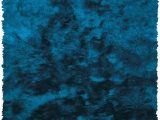 Blue Shaggy area Rug Plush Collection Art Silk Shag area Rug In Teal Burke Decor