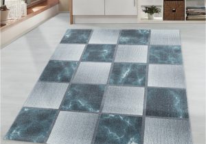 Blue Square area Rugs Carpet Blue Gray Square Pattern Marbled soft