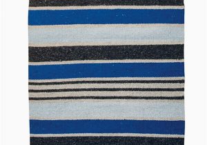Blue Stripe Cotton Rug Blue Striped Recycled Cotton Rug 75 X 240cm Mena Blue