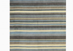 Blue Striped Wool Rug Blue Brown Striped Handmade Wool Rug