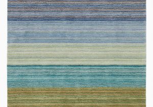 Blue Striped Wool Rug Brushstroke Striped Handmade Tufted Wool Multiple Color area Rug