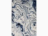 Blue Swirl area Rug 7’8″x10’3″ Rug-modern Blue and Ivory Swirl