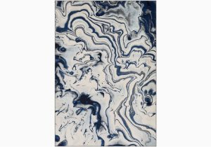 Blue Swirl area Rug 7’8″x10’3″ Rug-modern Blue and Ivory Swirl