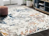 Blue Swirl area Rug Abani Porto Prt120a Contemporary Swirl Light Blue and Burnt orange …