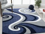 Blue Swirl area Rug Persian area Rugs Luxe Weavers Contemporary Abstract Swirl Blue 4’0x5’3 area Rug Carpet, Stain Resistant Geometric Modern Rug, 0317